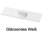 Plan vasque lavabo, sur mesure, Largeur 70 à 200 cm x Profondeur 40 à 80 cm, résine composite de haute qualité, Finition lisse blanc BRILLANT laqué ou mate, Livraison Offerte.