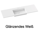 Plan vasque lavabo, sur mesure, Largeur 81 à 200 cm x Profondeur 40 à 80 cm, résine composite de haute qualité, Finition lisse blanc BRILLANT laqué ou mate, Livraison Offerte.