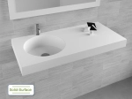Plan vasque lavabo circulaire ⦰ 35 cm sur mesure Largeur 50 à 201 x P 40 à 51 cm Finition lisse 10 couleurs au choix, Anti bactérien Résine Akrytan® dans la masse Livraison Offerte.