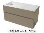 Meuble avec vasque Solid-Surface, finition bois ou couleurs, deux tiroirs à onglet, Largeur 100, 120 et 140 cm, P. 45 cm, Hauteur 56 cm, Stock disponible, LIVRAISON OFFERTE