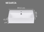 Vasque MESARIA 60 cm en céramique blanc brillant avec trou de robinetterie et trop-plein. Lavabo rectangulaire design à poser. Garantie 10 ans. Livraison gratuite.
