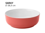 Vasque SARAY 38,5 cm en céramique rouge et blanc brillant. Lavabo design à poser moderne et compact. Garantie 10 ans. Livraison gratuite.