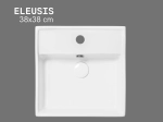 Lave-mains ELEUSIS 38x38 cm blanc. Carré, mural ou à poser avec trop-plein. Idéal petite salle de bain et WC invités. Garantie 10 ans. Livraison gratuite.