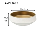 Vasque AMPLIANI 41 cm ronde en céramique blanc antique et intérieur or mat. Design élégant à poser, sans trop-plein. Garantie 10 ans. Livraison gratuite.