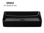 Vasque ORNOS rectangulaire 61,5 cm en céramique noir mat. Lavabo design à poser avec technologies UP-SLIM et UP-CLEAN. Garantie 10 ans. Livraison gratuite.