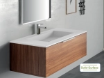 Plan vasque Design, fabrication sur mesure, Largeur 60 à 200 cm x Profondeur 40 à 60 cm, résine minérale ACRYSTONE® SOLID-SURFACE Finition lisse blanc mate, Livraison Offerte et Rapide.