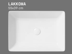 Vasque LAKKOMA 55 cm en céramique blanc brillant. Lavabo rectangulaire design à poser avec technologies UP-SLIM et UP-CLEAN. Livraison gratuite.
