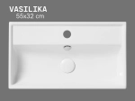 Lave-mains VASILIKA 55 cm blanc brillant. Rectangulaire UP-SLIM, murale ou à poser avec trop-plein. Céramique premium, garantie 10 ans. Livraison gratuite.