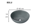 Vasque BOLU 42 cm en céramique gris brillant avec texture décorative. Lavabo design à poser moderne et élégant. Garantie 10 ans. Livraison gratuite.