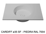 Plan vasque lavabo circulaire ⦰ 35 cm sur mesure Largeur 61 à 201 x P 46 à 51 cm Finition lisse 10 couleurs au choix, Anti bactérien Résine Akrytan® dans la masse Livraison Offerte.