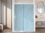 Paroi de douche coulissante sur mesure, Blanc verre bleu - VERSAILLES