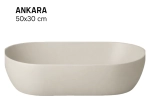 Vasque ANKARA 50 cm en céramique beige mat. Lavabo ovale design à poser avec technologies UP-SLIM et UP-CLEAN. Garantie 10 ans. Livraison gratuite.