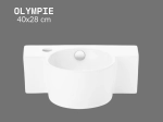 Lave-mains mural gauche OLYMPIE 40 cm blanc brillant. Avec trop-plein et trou robinetterie. Idéal WC invités. Garantie 10 ans. Livraison gratuite.