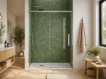 Porte de douche coulissante, sur mesure, chrome