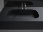 Plan vasque système d’évacuation discret L 50 à 201 x P 40 à 51 cm, finition lisse mate, 10 couleurs, Anti bactérien, résine Akrytan® teinté dans la masse, Livraison Offerte.
