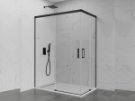 Paroi de douche coulissante d'angle, retour latéral coulissant, noir AVIGNON
