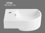 Lave-mains compact ITEA 40,5 cm blanc brillant. Robinetterie gauche, avec trop-plein. Idéal WC et petits espaces. Garantie 10 ans. Livraison gratuite.