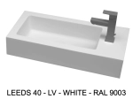 Lave-mains, sur mesure : L 50 à 80 x P 35 à 51 cm, finition lisse mate, 10 couleurs au choix, Anti bactérien, résine Akrytan® teinté dans la masse, Livraison Offerte.