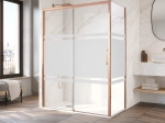 Paroi de douche coulissante, avec retour fixe, cuivre, verre opaque - TOURS