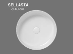 Vasque SELLASIA ronde 40 cm en céramique blanc brillant. Texture décorative design, à poser, sans trop-plein. Entretien facile UP-CLEAN. Garantie 10 ans.
