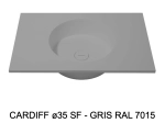Plan vasque lavabo circulaire ⦰ 35 cm sur mesure Largeur 61 à 201 x P 46 à 51 cm Finition lisse 10 couleurs au choix, Anti bactérien Résine Akrytan® dans la masse Livraison Offerte.